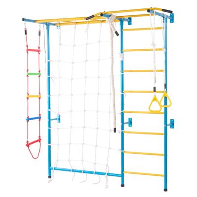 VEVOR Jungle gym intérieur 7-en-1, échelle suédoise acier. Barre traction, corde, anneaux. Charge 220 lb.