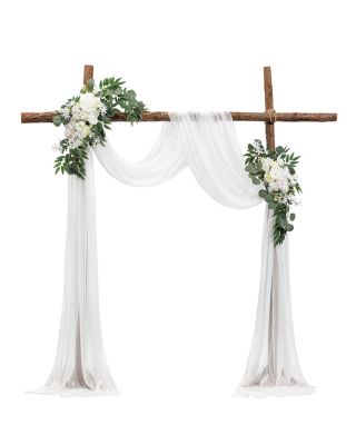 VEVOR Kit fleurs artificielles arche mariage, 2 bouquets, 1 rideau, blanc.