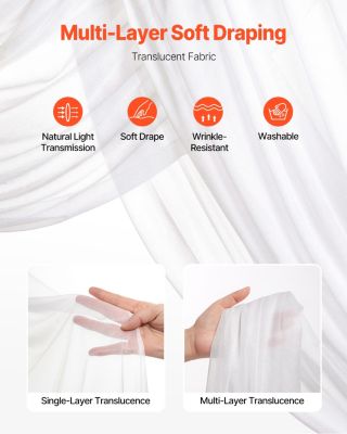VEVOR Kit fleurs artificielles arche mariage, 2 bouquets, 1 rideau, blanc.
