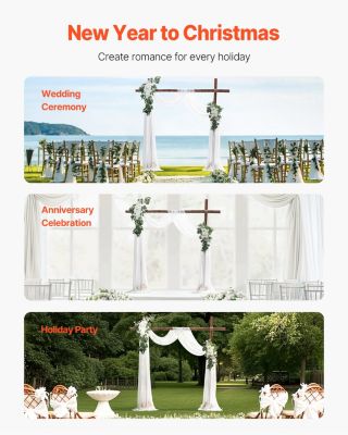 VEVOR Kit fleurs artificielles arche mariage, 2 bouquets, 1 rideau, blanc.
