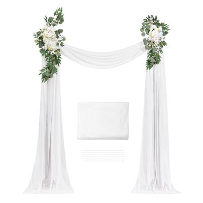 VEVOR Kit fleurs artificielles arche mariage, 2 bouquets, 1 rideau, blanc.