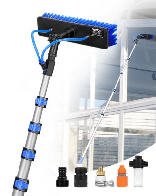 VEVOR Kit perche nettoyage panneaux solaires, extensible 9 m, brosse rotative 180 . Tuyau 20 m, alimentation eau.