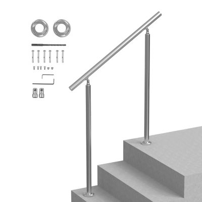 VEVOR Kit rampe d'escalier extérieur 100cm, acier inox, double colonne, pour personnes âgées, porche/terrasse.