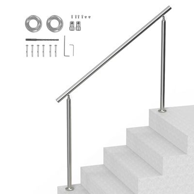 VEVOR Kit rampe d'escalier extérieur 150cm, acier inox, double colonne, pour personnes âgées, porche/terrasse.