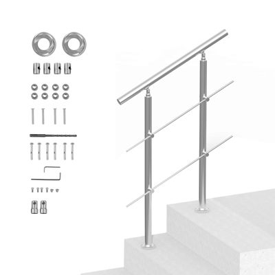 VEVOR Kit rampe d'escalier extérieur 80cm (31.5"), 2 barres, acier inox, pour personnes âgées, porche/terrasse.