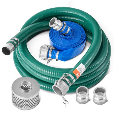 VEVOR Kit tuyau aspiration pompe eau, 50.8mm x 19.8m, vert 6.1m, crépine acier, usages multiples.
