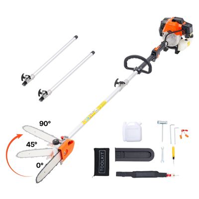 VEVOR Élagueuse Thermique sur Perche 2 Temps 43 cc Rotative Guide-chaîne 25,4 cm