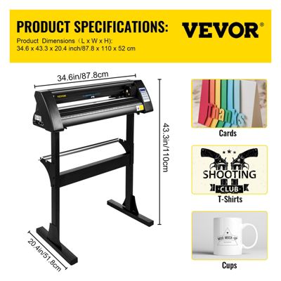 VEVOR Machine de découpe vinyle 720mm, plotter professionnel. Haute efficacité, 3 lames.