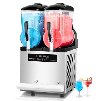 VEVOR Machine à granite commerciale 2x12L simple réservoir, inox, 96 tasses, pour cafés bars.