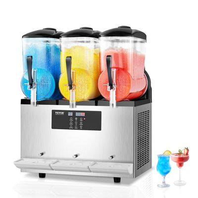 VEVOR Machine à granite commerciale 3x12L triple réservoir, inox, 144 tasses, pour cafés bars.