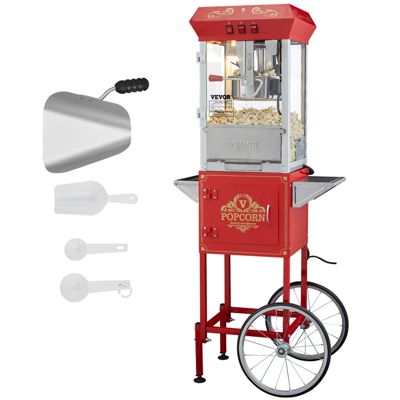 VEVOR Machine pop corn avec chariot, 850 W, 227 g. Bol verre trempé, pour fête, cinéma.
