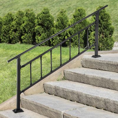 Kit De Main Courante VEVOR Pour Escalier – 0 à 4 Marches, 67-172x83,5 Cm, Fer Forgé Noir