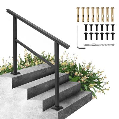 VEVOR Main courante escalier noir, aluminium/fer, 121x89.5cm, kit avec garnitures pour jardin.