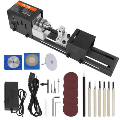 VEVOR Mini tour à bois 70x160mm, 24V 96W, 7 vitesses (4220-8450 tr/min), outil rotatif pour bricolage.