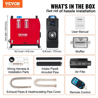 VEVOR Mophorn chauffage stationnement voiture 8kW 12V, switch LCD, sortie d'air unique, pour camping-car, camions
