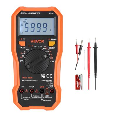 VEVOR Multimètre Numérique 6000 Points NCV TRMS Voltmètre Test de Tension CA CC