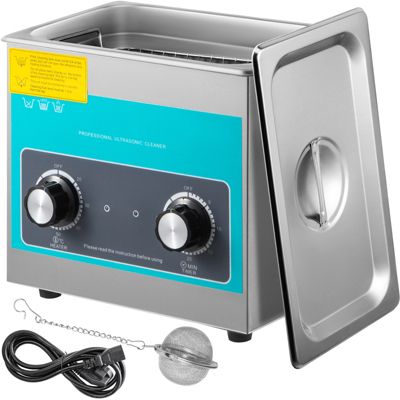 VEVOR Nettoyeur ultrasons bac inox 3L 40 kHz, temps température réglable, commande bouton.