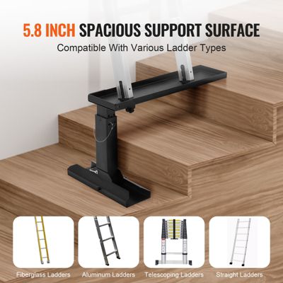 VEVOR Niveau échelle, support 23,4 L x 11,4-18 po H. Acier, pliable, stabilisateur pour sol irrégulier.