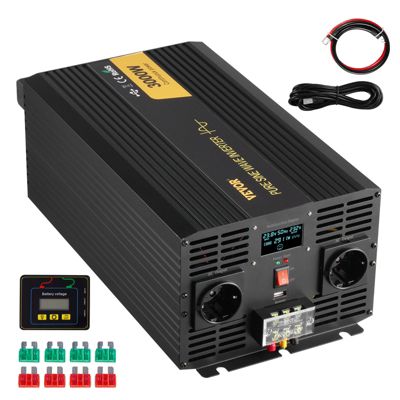 VEVOR Onduleur sinus pure 3000W, DC 24V vers AC 230V, USB, LCD, télécommande, prise EU, pour camping-car/voiture.