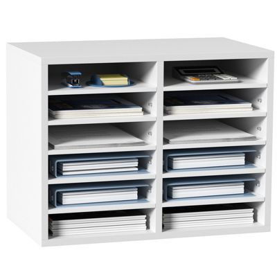 VEVOR Organisateur bureau bois 52x30,5x41 cm, 12 compartiments. Courrier, magazines, école.