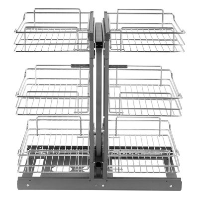VEVOR Organisateur coulissant d'angle, largeur 38 cm. 6 étagères, acier carbone chromé. Rangement cuisine.