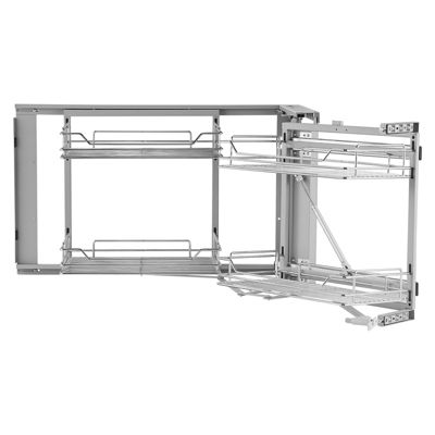 VEVOR Organisateur coulissant d'angle, ouverture 45,7 cm, 2 niveaux, 4 étagères, acier carbone chromé, maison