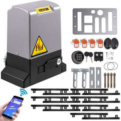 VEVOR Ouvre-Porte Coulissant 1800 kg, 7 m, 4 télécommandes et contrôle APP, moteur électrique, kit sécurité.