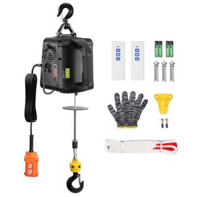 VEVOR Palan électrique 3 en 1, 500 kg, treuil portable 1500W, ht. levage 7m, télécommande filaire sans fil.