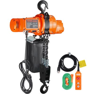 VEVOR Palan électrique à chaîne 998 kg, grue monophase 1000W, ht. levage 3 m 2 m min.