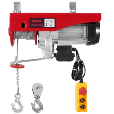 VEVOR Palan électrique double câble 1200 kg, télécommande filaire 4,2m, ht. câble 12m, arrêt urgence.