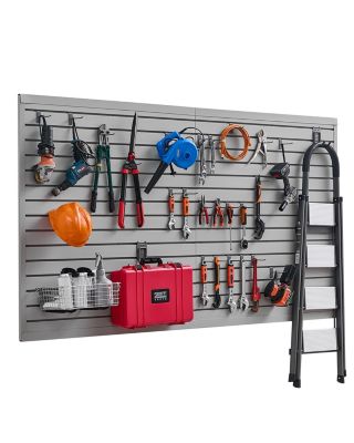 VEVOR Panneau mural garage 1225x2450 mm, PVC, gris, avec crochets.