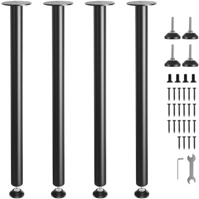 VEVOR Pieds de table (4pcs) réglables 762cm acier, charge 544kg, noirs robustes, pour bricolage maison/bureau/salle à manger.