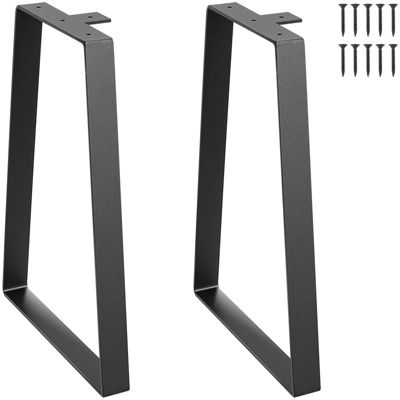 VEVOR Pieds de table trapézoïdaux 40.6cm (2pcs) acier, charge 181kg, noirs, pour table basse/bureau d'enfants.