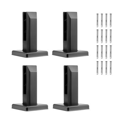 VEVOR Pinces verre carrées, 4 pièces, inox 304, pour verre 8-12 mm. Balcon, piscine, noir.