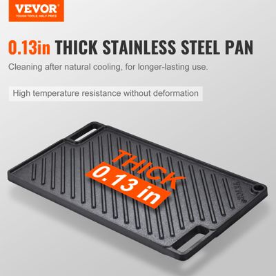 VEVOR Plaque griller pré-assaisonnée réversible, fonte 425x246 mm, épaisseur 3,3 mm. Barbecue.