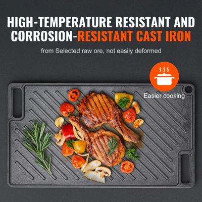 VEVOR Plaque griller pré-assaisonnée réversible, fonte 425x246 mm, épaisseur 3,3 mm. Barbecue.