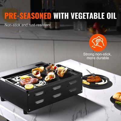 VEVOR Plaque griller pré-assaisonnée réversible, fonte 425x246 mm, épaisseur 3,3 mm. Barbecue.
