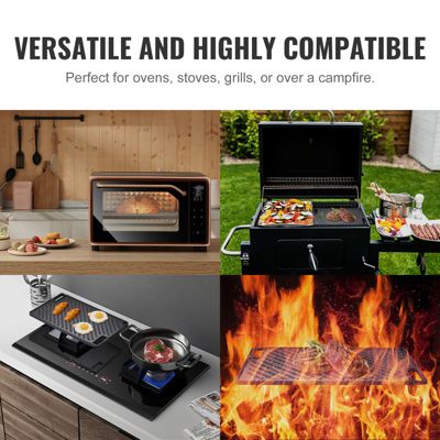 VEVOR Plaque griller pré-assaisonnée réversible, fonte 425x246 mm, épaisseur 3,3 mm. Barbecue.
