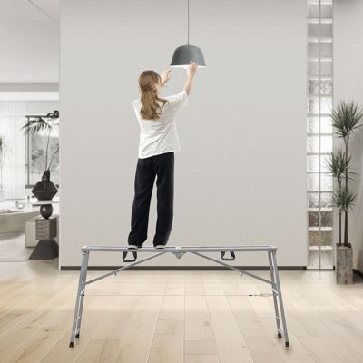 VEVOR Plateforme travail échafaudage pliant, hauteurs 900-1500 mm, charge 400 kg. Acier allié.