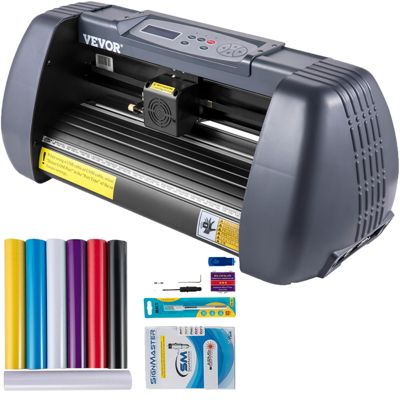VEVOR Plotter découpe vinyle 375 mm avec logiciel Signmaster, compatible USB série, écran LCD.