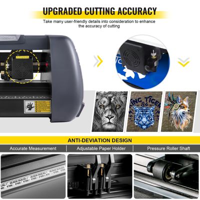 VEVOR Plotter découpe vinyle 375 mm avec logiciel Signmaster, compatible USB série, écran LCD.