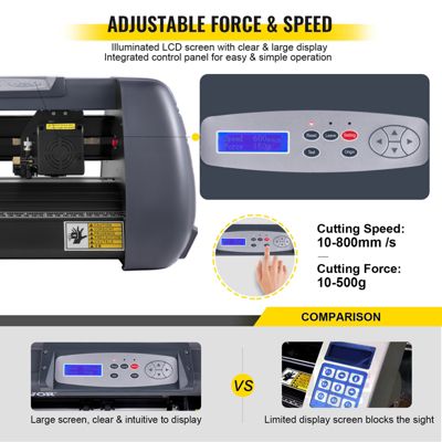 VEVOR Plotter découpe vinyle 375 mm avec logiciel Signmaster, compatible USB série, écran LCD.