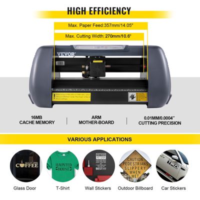 VEVOR Plotter découpe vinyle 375 mm avec logiciel Signmaster, compatible USB série, écran LCD.