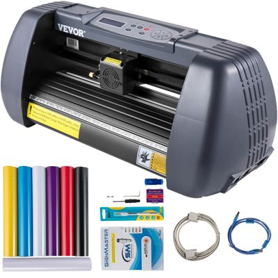 VEVOR Plotter découpe vinyle 375 mm avec logiciel Signmaster, compatible USB série, écran LCD.