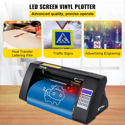 VEVOR Plotter découpe vinyle 375 mm traceur, logiciel Signmaster, Windows, 3 lames, écran LCD.