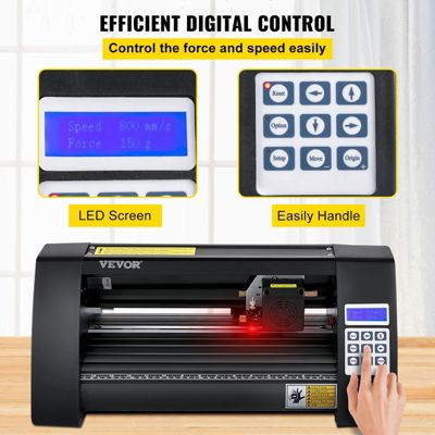 VEVOR Plotter découpe vinyle 375 mm traceur, logiciel Signmaster, Windows, 3 lames, écran LCD.