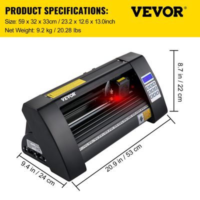 VEVOR Plotter découpe vinyle 375 mm traceur, logiciel Signmaster, Windows, 3 lames, écran LCD.