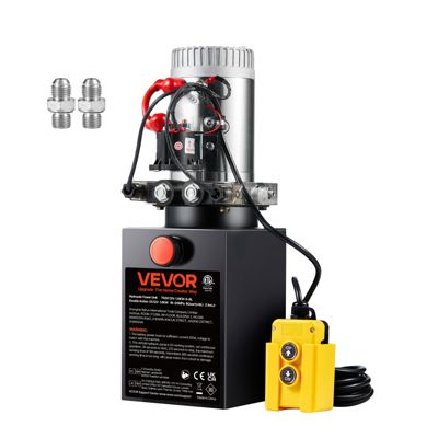VEVOR Pompe hydraulique DC 12V 8L double effet, débit 3.44 L/min, pression 22 MPa, pour benne basculante/nacelle.