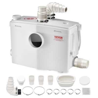 VEVOR Pompe macératrice 1200W, sanitaire 4 entrées eau, 180 L min, ht. refoulement 10 m.