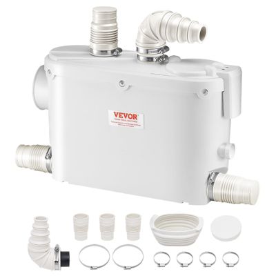 VEVOR Pompe macératrice 500W, 6600 L h, ht. manométrique 8 m, 3 entrées eau, eaux usées.